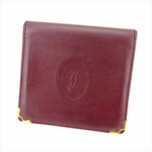 Cartier Wallet Purse Mastline Red Gold leather Woman unisex Authentic Used